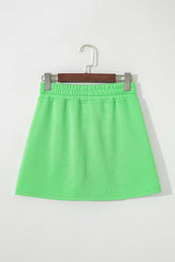Light Green French Terry Drawstring Mini Skort with Pockets Skirts & Petticoat JT's Designer Fashion