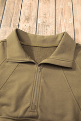 Brown Quarter Zip Stand Neck Kangaroo Pocket Sweatshirt Sweatshirts & Hoodies JT's Designer Fashion