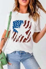 White American Flag Star Graphic Crew Neck T Shirt Graphic Tees JT's Designer Fashion