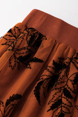 Gold Flame Floral Leaves Embroidered High Waist Maxi Skirt Skirts & Petticoat JT's Designer Fashion