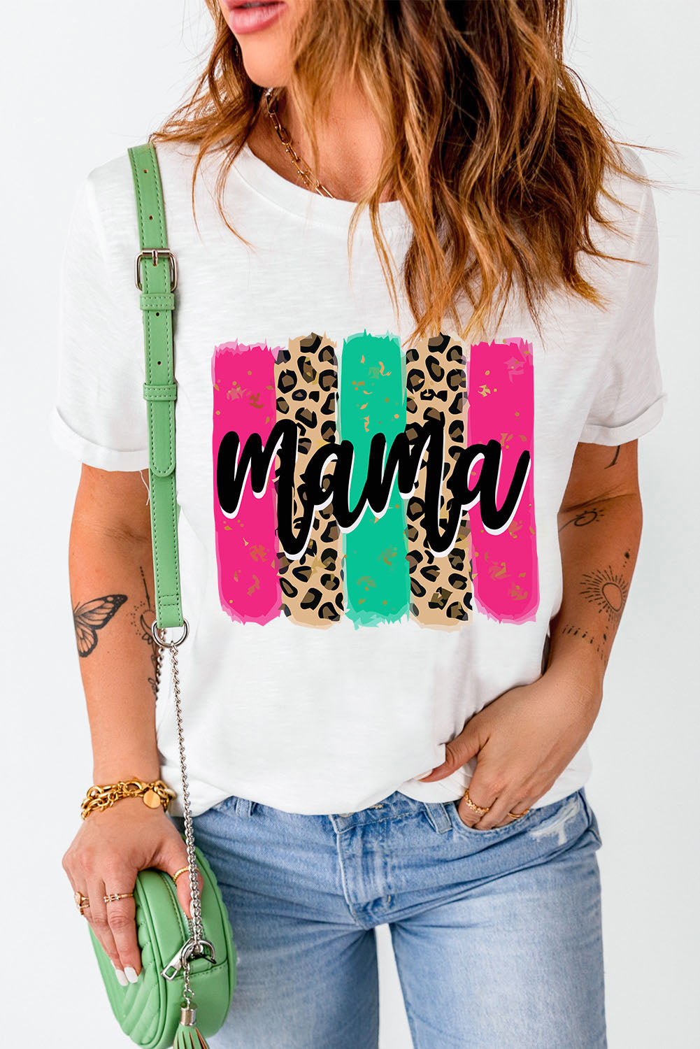White Mama Leopard Brush Stroke Graphic T Shirt Graphic Tees JT's Designer Fashion