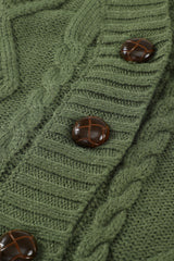 Green Front Pocket and Buttons Closure Cardigan Sweaters & Cardigans JT's Designer Fashion