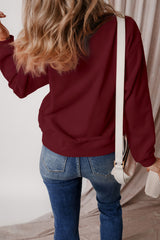 Burgundy Solid Fleece Lined Drop Shoulder Terry Sweatshirt Sweatshirts & Hoodies JT's Designer Fashion