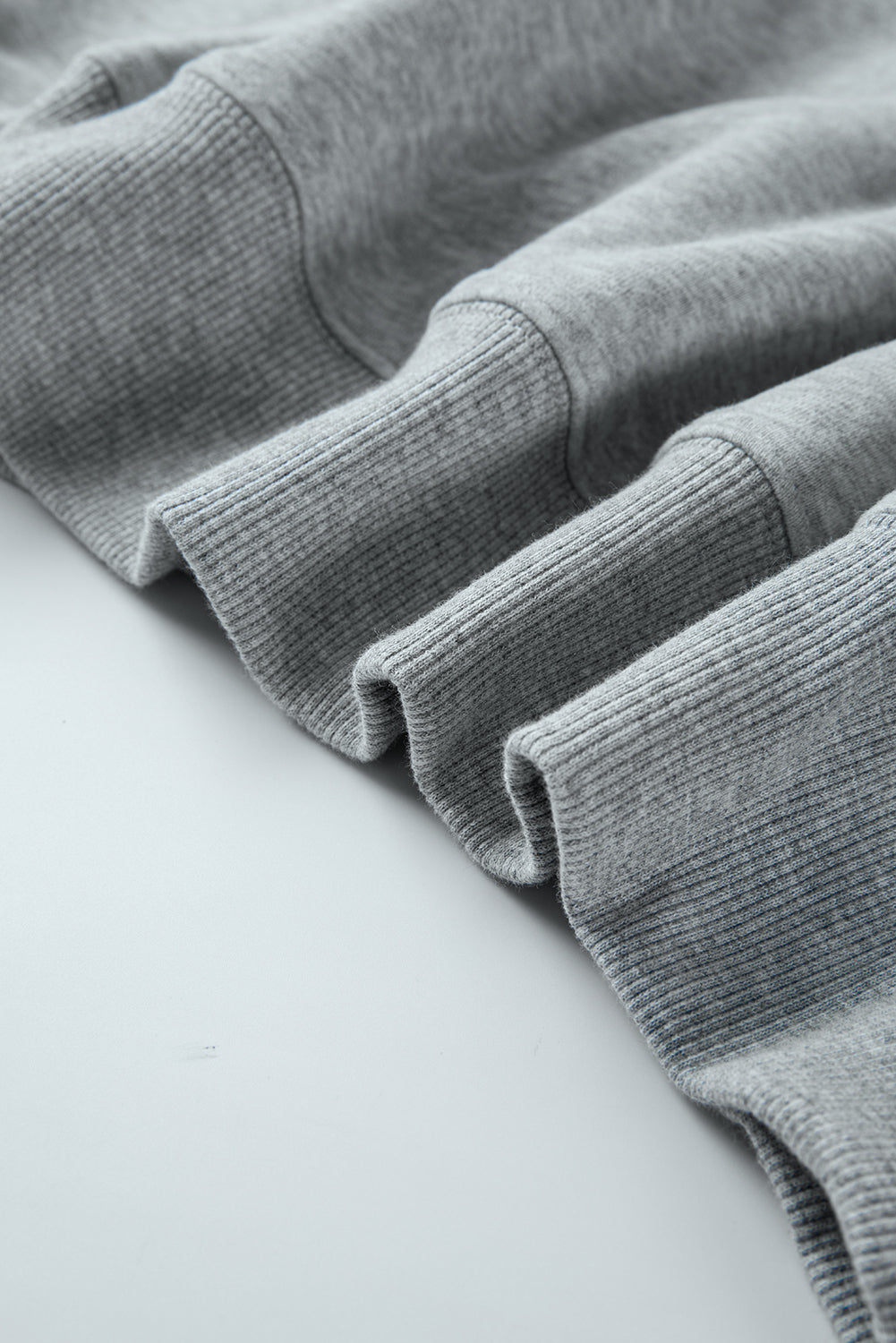 Light Grey Solid Loose Crew Neck Fleece Sweatshirt Sweatshirts & Hoodies JT's Designer Fashion