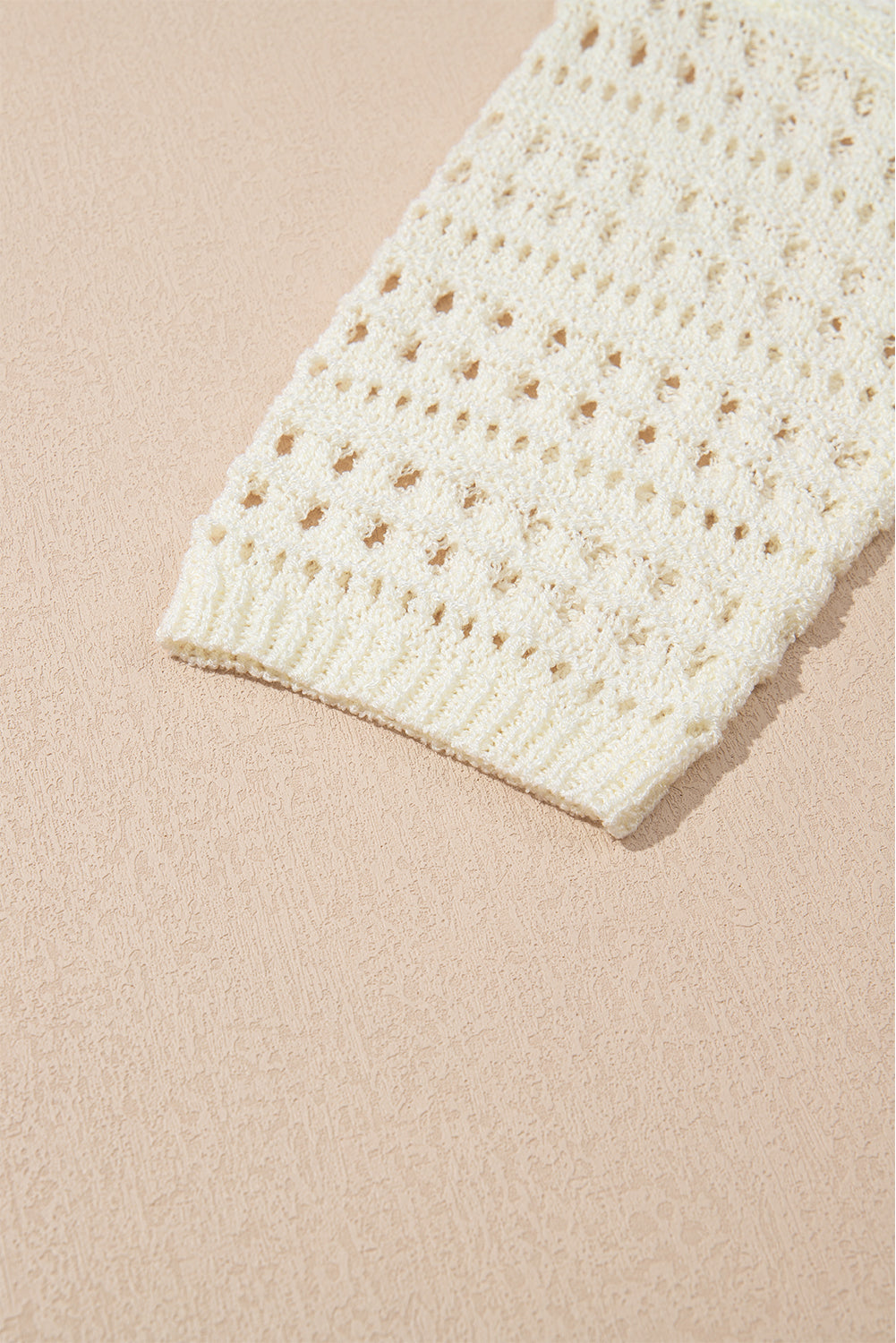 White Hollow Out Knit Bracelet Sleeve Drop Shoulder Sweater Sweaters JT's Designer Fashion