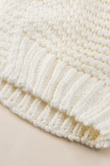 White Chunky Oversize Knit Drop Shoulder Puff Sleeve Cardigan Cardigans JT's Designer Fashion