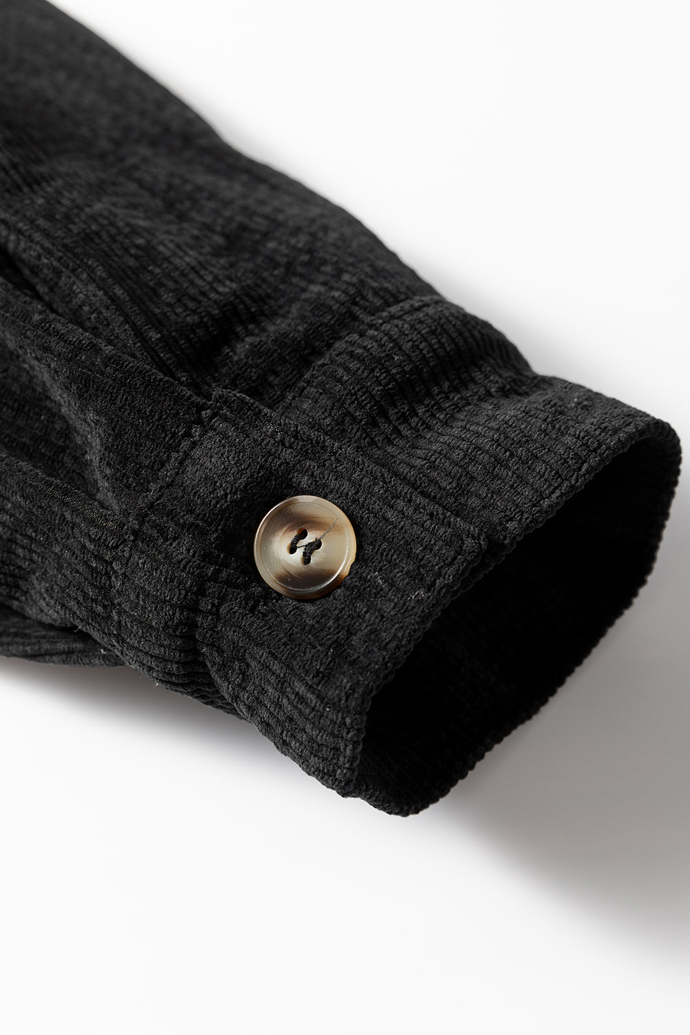 Black Corduroy Flap Pocket Button Up Shacket Jackets JT's Designer Fashion