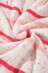 Pink Stripe Drop Shoulder Side Split Plus Size Sweater Plus Size Sweaters & Cardigans JT's Designer Fashion