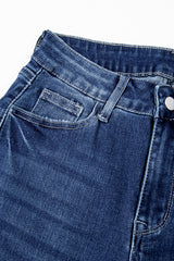 Sail Blue Mineral Wash Raw Hem High Waist Flared Jeans Jeans JT's Designer Fashion