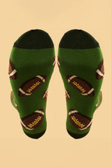 Blackish Green Rugby Football Print Mid-length Socks Socks JT's Designer Fashion
