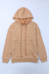 Waffle Knit Kangaroo Pocket Hooded Sweatshirt Sweatshirts & Hoodies JT's Designer Fashion