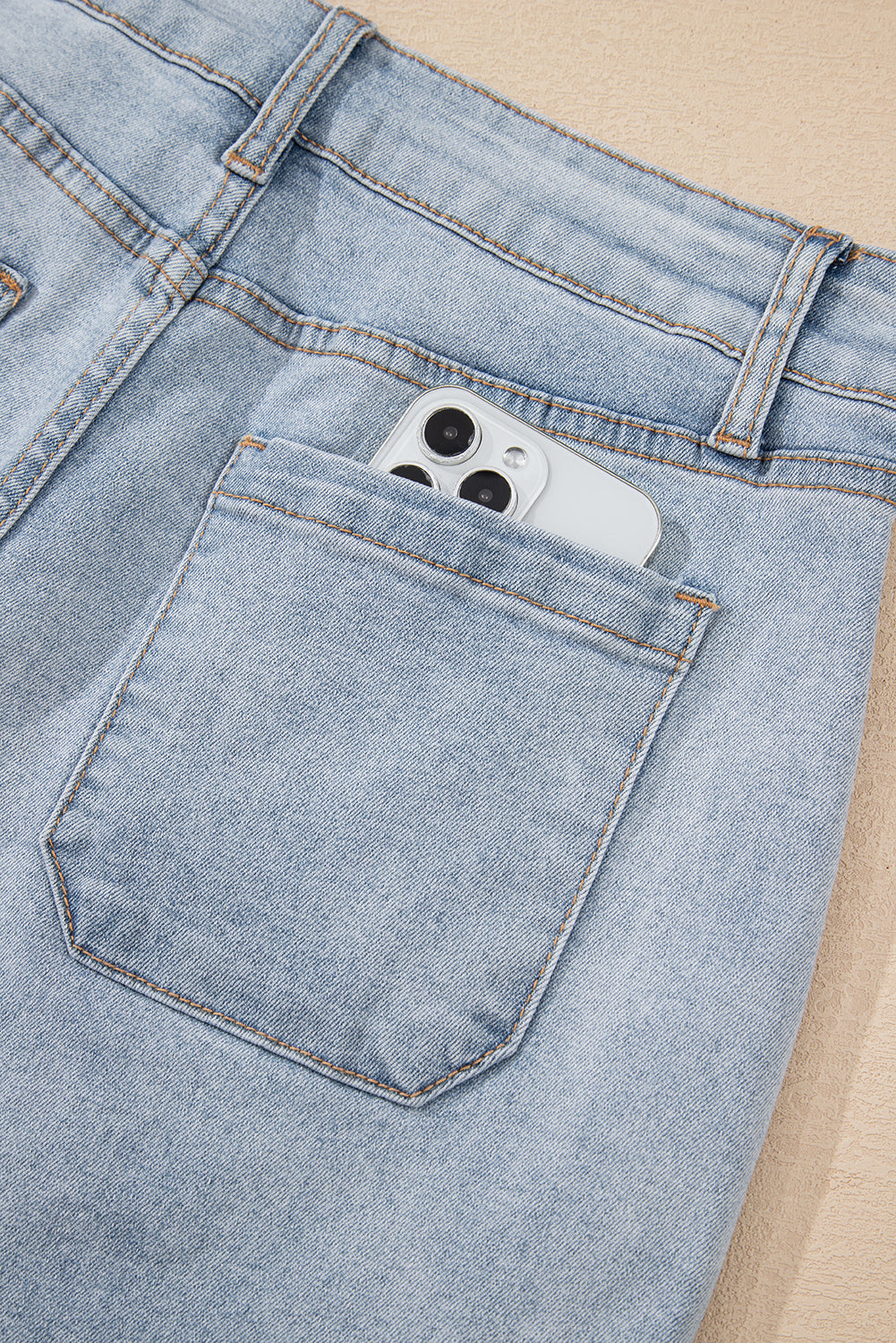 Beau Blue Light Wash High Rise Denim Shorts Denim Shorts JT's Designer Fashion