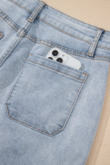 Beau Blue Light Wash High Rise Denim Shorts Denim Shorts JT's Designer Fashion