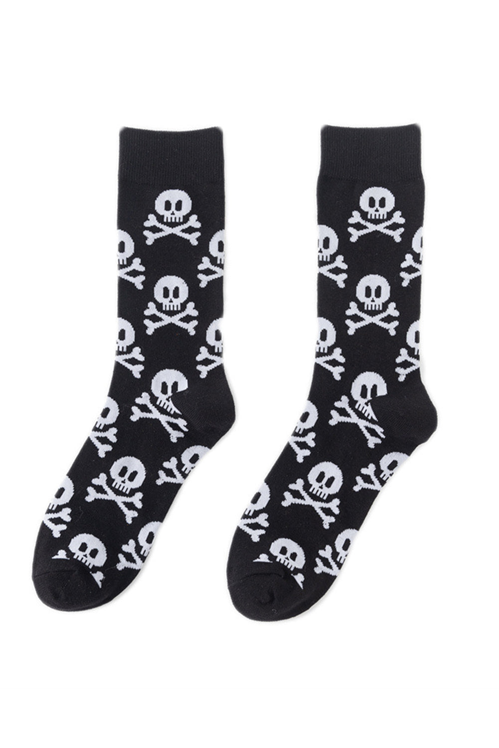 Color black Halloween Skull & Crossbones Crew Socks Socks JT's Designer Fashion