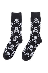 Color black Halloween Skull & Crossbones Crew Socks Socks JT's Designer Fashion
