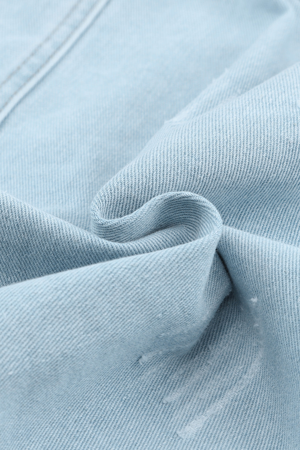 Sky Blue Flap Pocket Buttoned Raw Hem Denim Jacket Denim Jackets JT's Designer Fashion