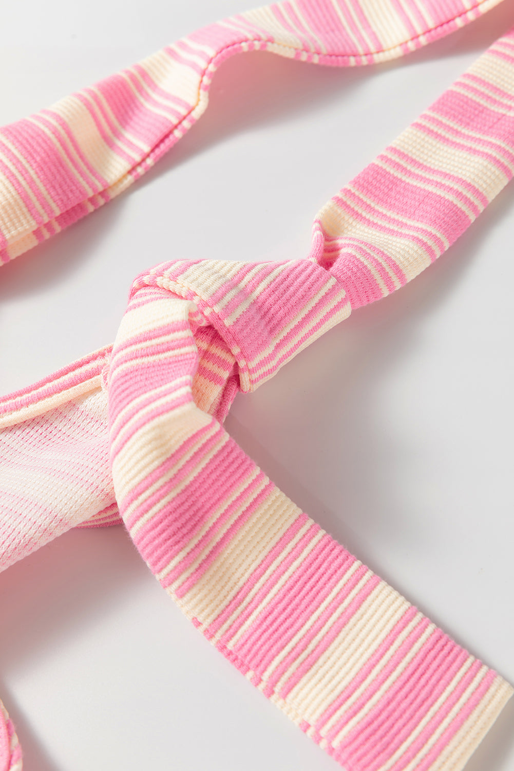 Pink Stripe Knotted Strap Patched Pocket Romper Jumpsuits & Rompers JT's Designer Fashion
