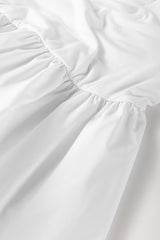 White U Neck Long Sleeve Bubble Hem Top Blouses & Shirts JT's Designer Fashion