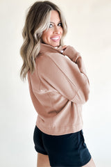 Smoke Gray Zipped Neck Pullover Drop Shoulder Sweatshirt Sweatshirts & Hoodies JT's Designer Fashion