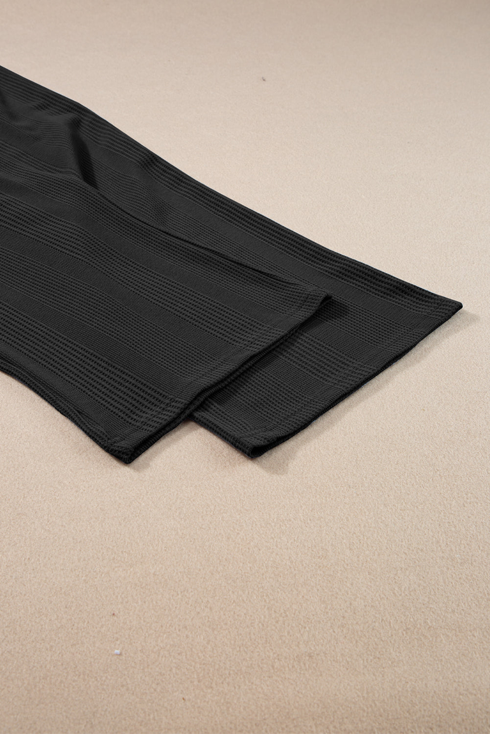 Black Solid Color Ribbed Ruffle Tank Top and Pants Set Pant Sets JT's Designer Fashion