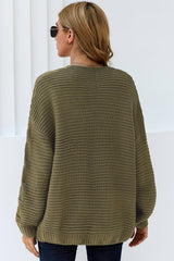 Olive Chunky Wide Long Sleeve Knit Cardigan Sweaters & Cardigans JT's Designer Fashion