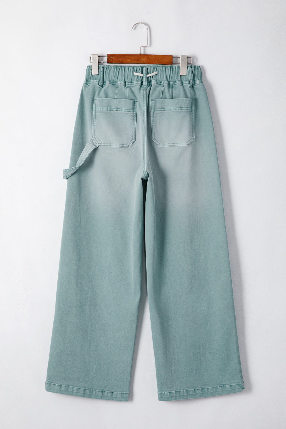 Smoke Green Mineral Wash Drawstring High Waist Wide Leg Jeans Jeans JT's Designer Fashion