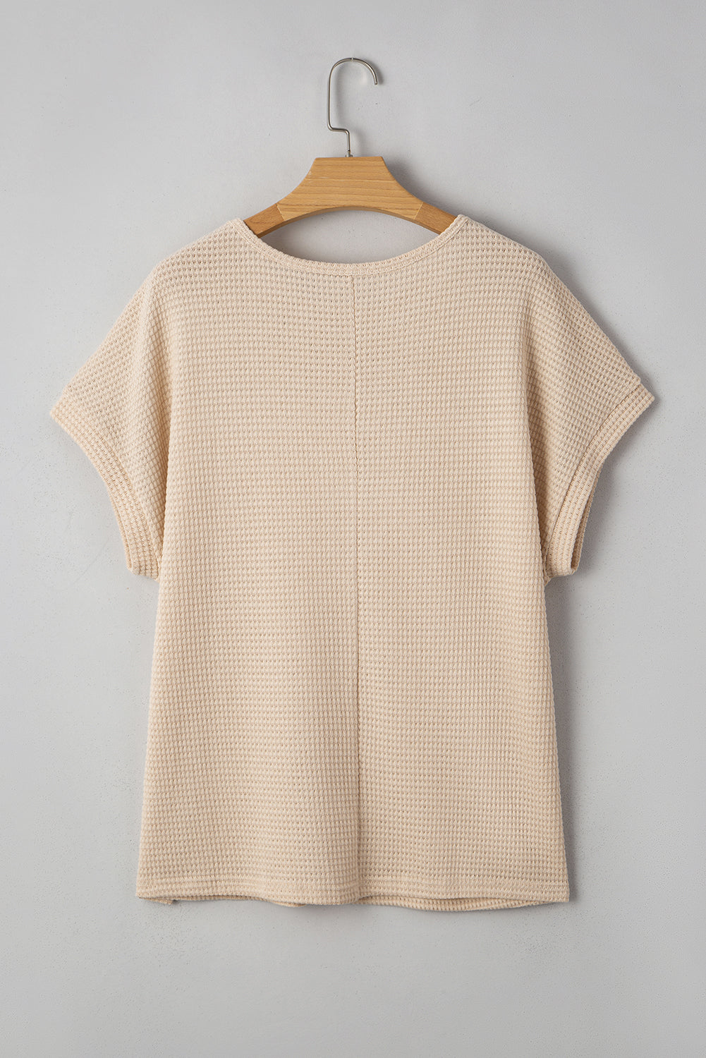 Oatmeal Lace Patchwork Waffle Short Sleeve Plus Size Top Plus Size Tops & Tees JT's Designer Fashion