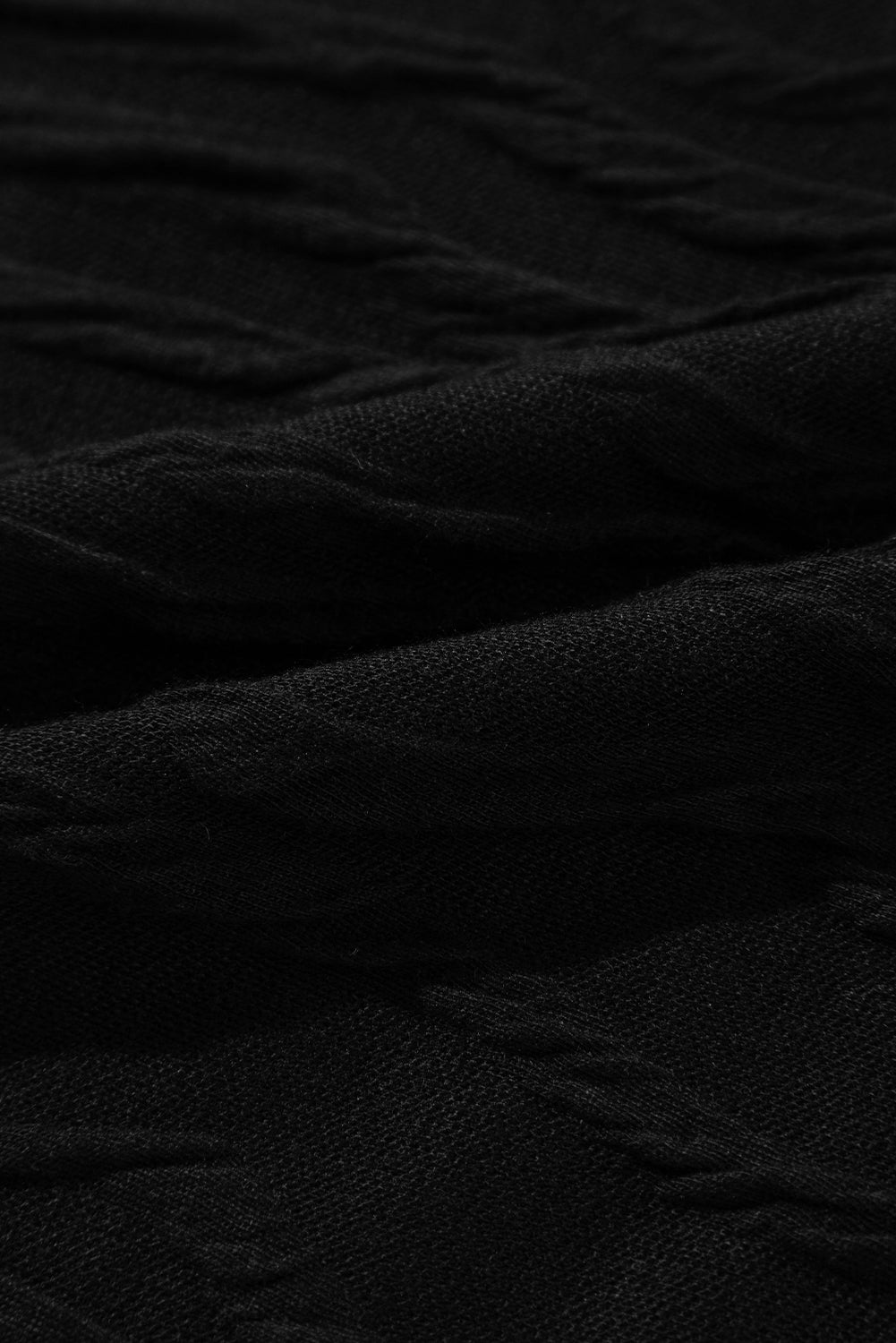 Black Solid Wavy Textured Slim Fit Long Sleeve T Shirt Long Sleeve Tops JT's Designer Fashion
