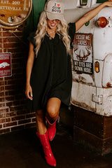 Black Ruffle Sleeve V Neck Frilled Shift Dress Mini Dresses JT's Designer Fashion