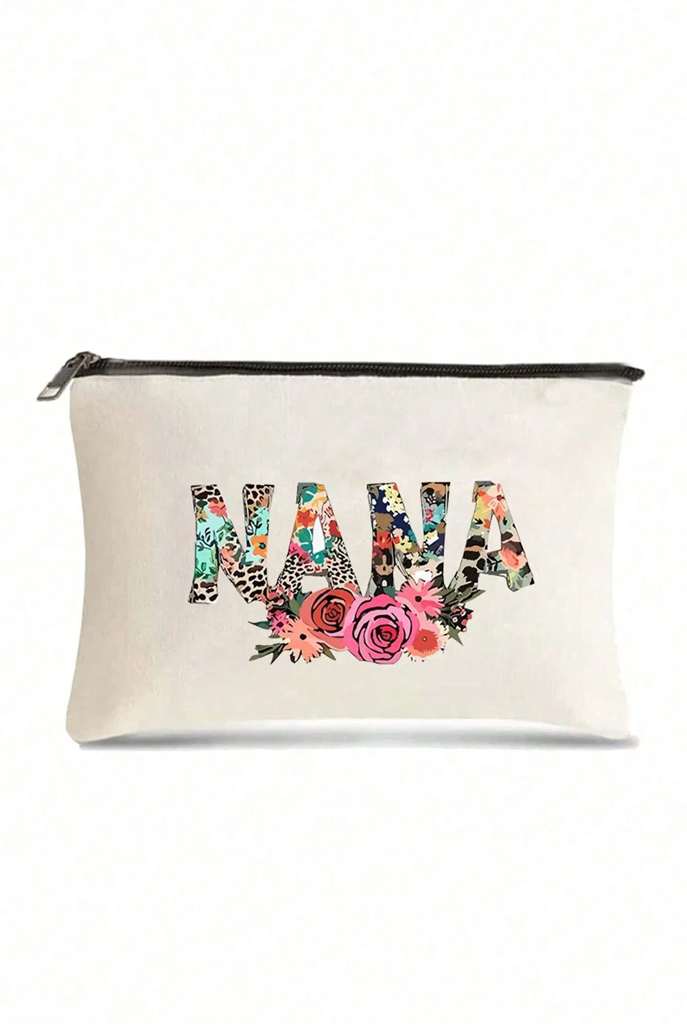 White Leopard Flower NANA Print Cosmetic Bag Makeup Bags JT's Designer Fashion