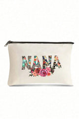 White Leopard Flower NANA Print Cosmetic Bag Makeup Bags JT's Designer Fashion