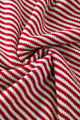 Red Stripe Geometric Textured Drop Shoulder Sweater Sweaters JT's Designer Fashion