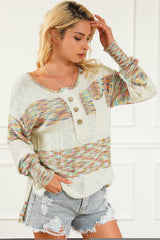 Multicolor Space Dye Henley Knit Sweater Sweaters & Cardigans JT's Designer Fashion