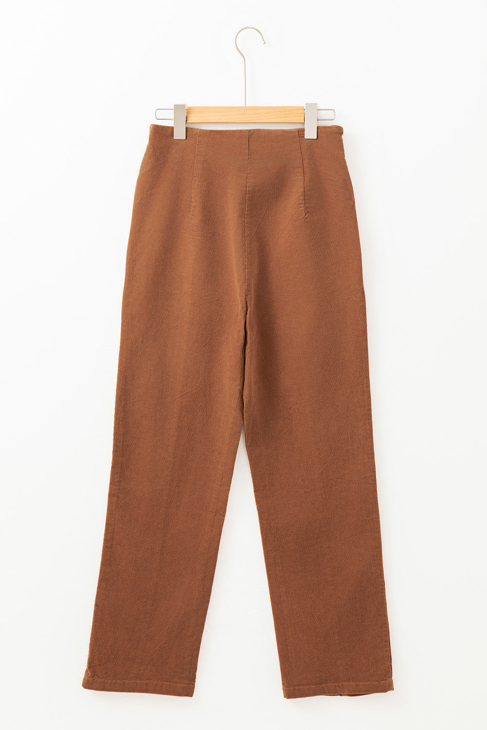 Chestnut Solid Color Double Breasted Straight Leg Pants Pants & Culotte JT's Designer Fashion