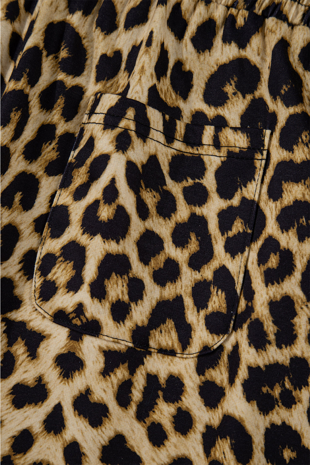 Brown Leopard Print Bow Tie Drawstring Elastic Waist Loose High Waist Pants Pants & Culotte JT's Designer Fashion