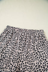 Brown Leopard Half Zipper Collared Ruffled Sleeve Top and Short Set Short Sets JT's Designer Fashion