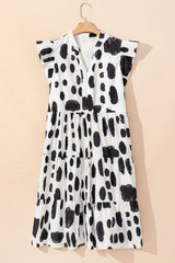 White Polka Dot Print Ruffled Sleeve Pocketed Plus Size Midi Dress Plus Size Midi Dresses JT's Designer Fashion