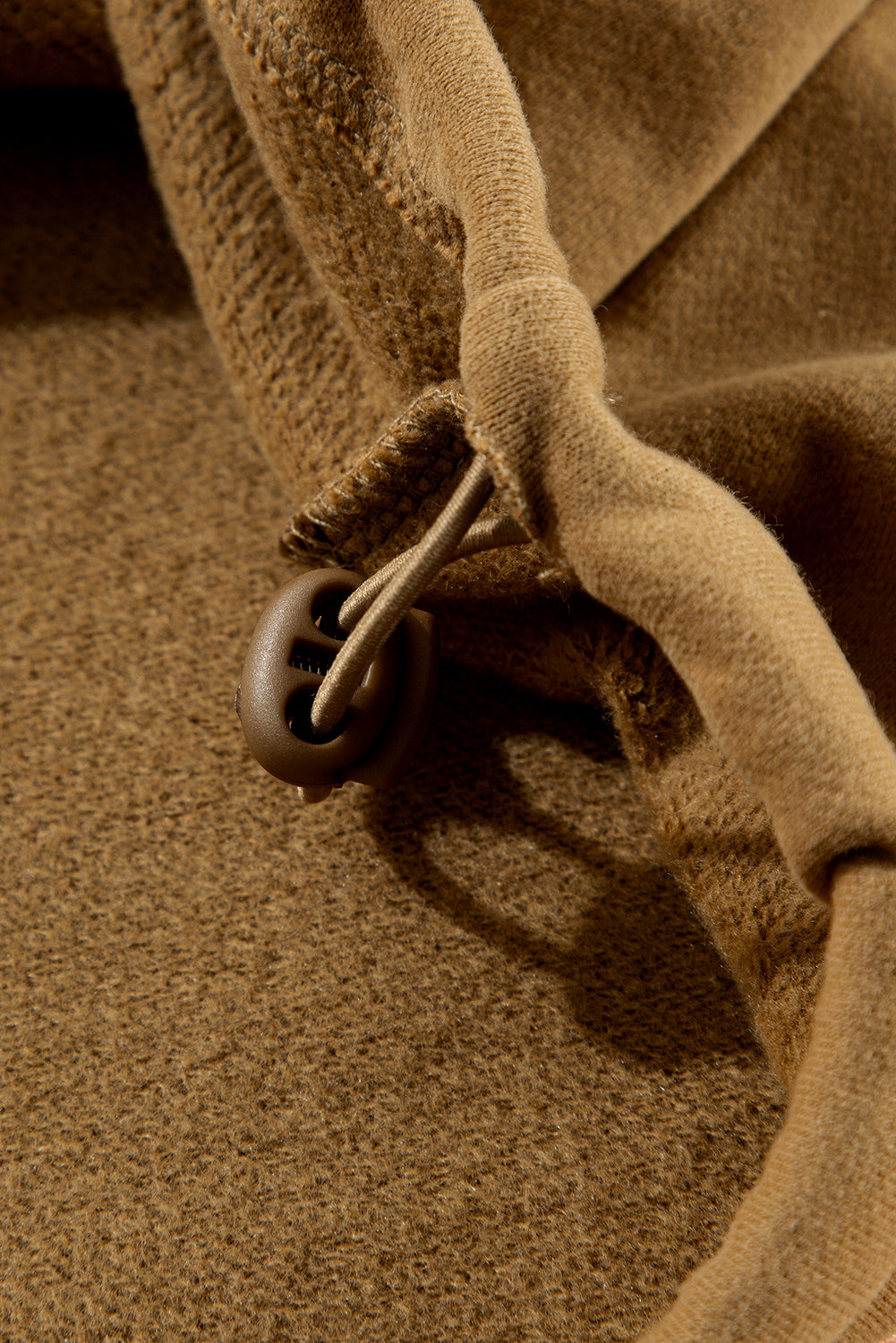 Brown Fleece Lined Half Zipper Kangaroo Pockets Loose Hoodie Sweatshirts & Hoodies JT's Designer Fashion