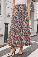 Brown Leopard Floral Reversible Ruffle Hem Maxi Skirt Skirts & Petticoat JT's Designer Fashion