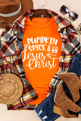 Orange PUMPKIN SPICE & Jesus Christ Graphic T-shirt Graphic Tees JT's Designer Fashion