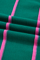 Green Stripe Half Buttons Drop Shoulder Oversized Sweater Sweaters JT's Designer Fashion