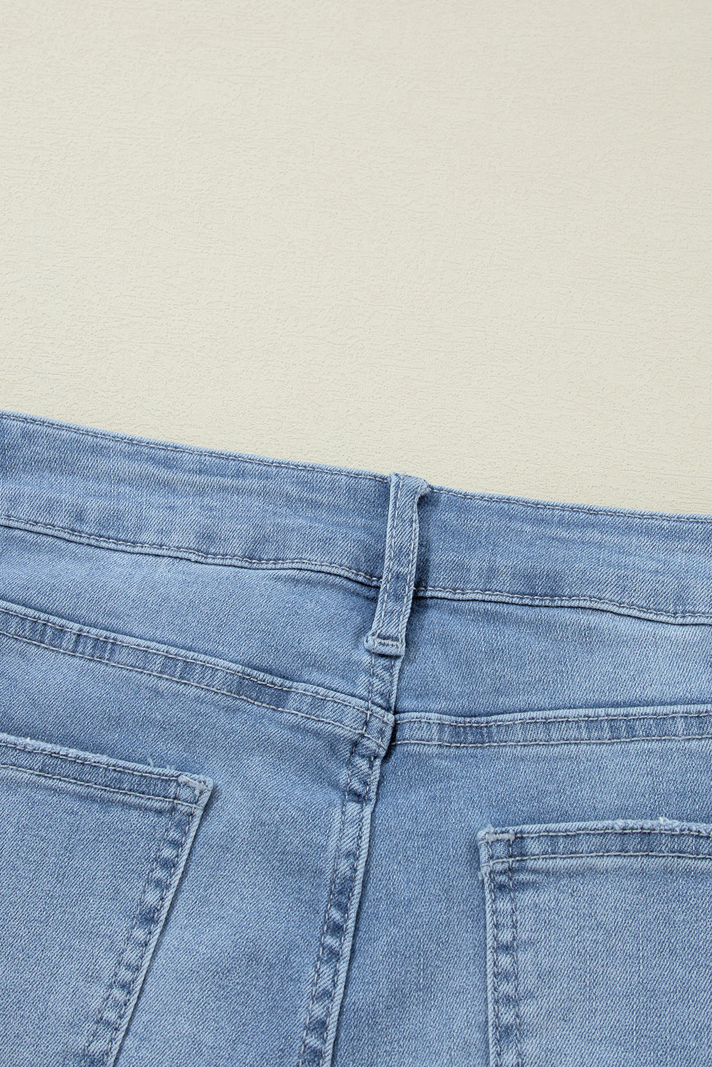 Dusk Blue High Rise Asymmetric Button Zip Fly Ripped Jeans Jeans JT's Designer Fashion