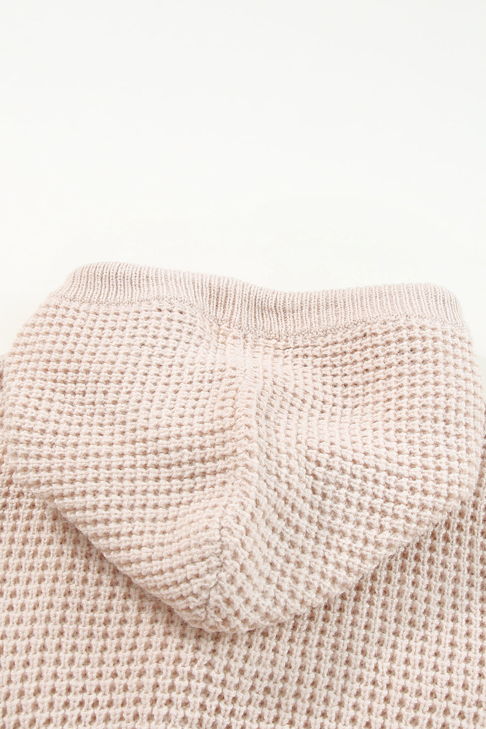 Apricot Waffle Knit Buttons Hooded Sweater with Pocket Sweaters & Cardigans JT's Designer Fashion