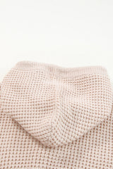 Apricot Waffle Knit Buttons Hooded Sweater with Pocket Sweaters & Cardigans JT's Designer Fashion