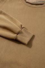 Camel Solid Fleece Lined Drop Shoulder High Low Sweatshirt Sweatshirts & Hoodies JT's Designer Fashion