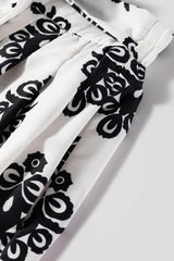 Black Tribal Geometric Print Belted High Waist Casual Shorts Casual Shorts JT's Designer Fashion