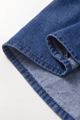 Blue Drawstring High Waist Puff Sleeve Denim Mini Dress Mini Dresses JT's Designer Fashion