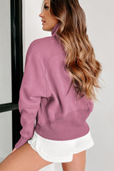 Phalaenopsis Fleece Lined Zip Up Stand Collar Thumbhole Sleeve Sweatshirt Sweatshirts & Hoodies JT's Designer Fashion