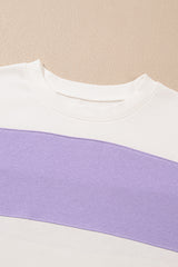 Beige Colorblock Patchwork Drop Shoulder Crewneck Sweatshirt Sweatshirts & Hoodies JT's Designer Fashion