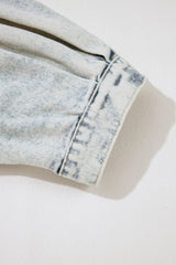 Beau Blue Light Wash Buttoned Chest Pocket Puff Sleeve Denim Jacket Denim Jackets JT's Designer Fashion